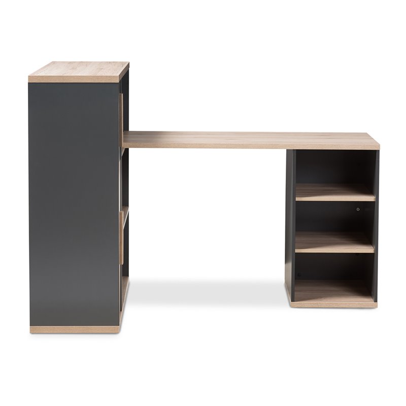 Baxton Studio Pandora Writing Desk in Gray and Brown