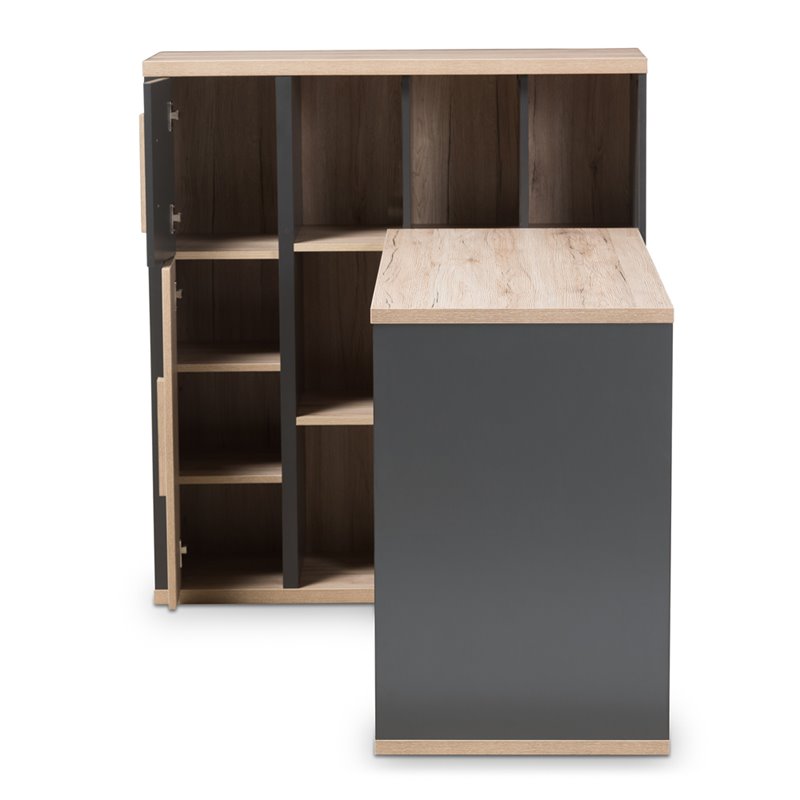 Baxton Studio Pandora Writing Desk in Gray and Brown