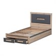 Baxton Studio Pandora Twin Storage Platform Bed in Gray and Oak Brown