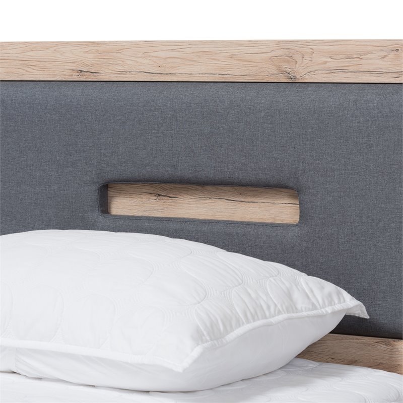 Baxton Studio Pandora Twin Storage Platform Bed in Gray and Oak Brown