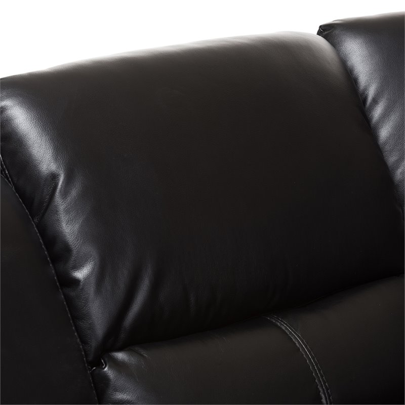 Baxton Studio Amaris 5 Piece Leather Reclining Sectional in Black