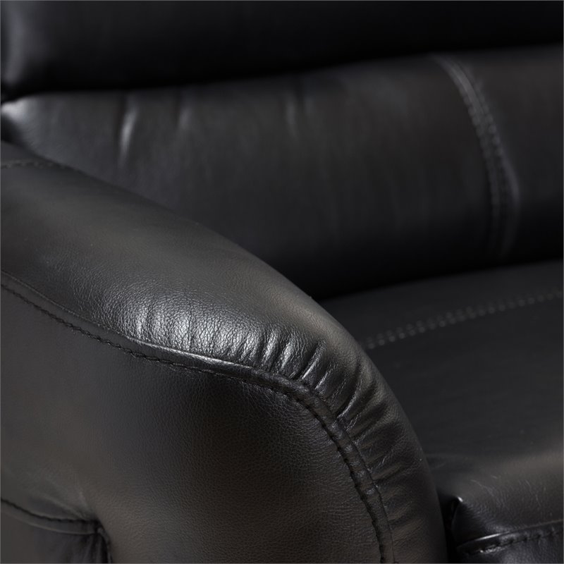 Baxton Studio Amaris 5 Piece Leather Reclining Sectional in Black