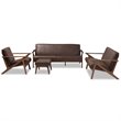 Baxton Studio Bianca 4 Piece Upholstered Sofa Set in Brown and Brown