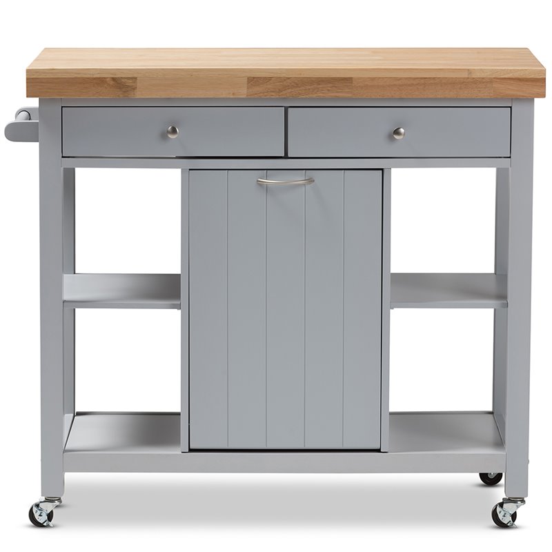 Baxton Studio Hayward Kitchen Cart in Light Gray