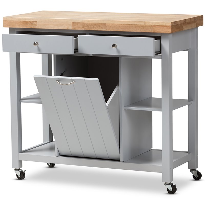 Baxton Studio Hayward Kitchen Cart in Light Gray