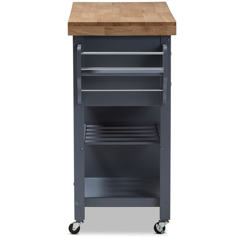 Baxton Studio Sunderland Kitchen Cart in Gray