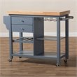 Baxton Studio Sunderland Kitchen Cart in Gray