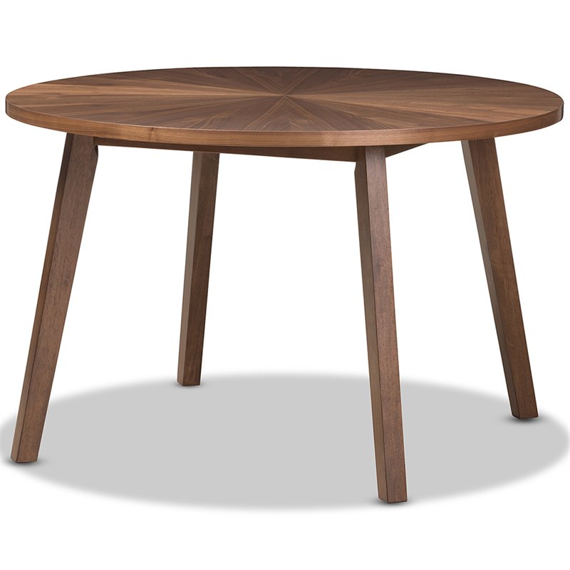Baxton Studio Wendy 5 Piece Round Dining Set in Black and Walnut Brown