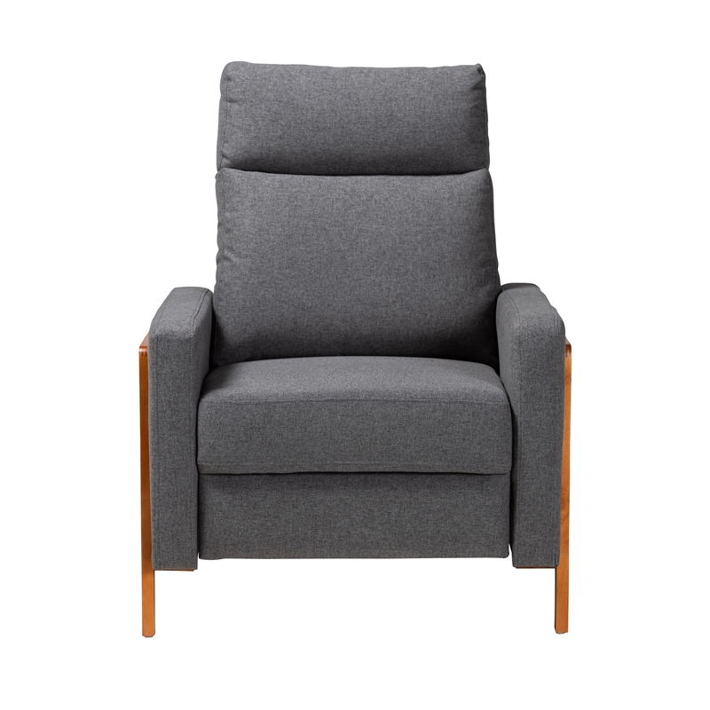 Baxton Studio Halstein Gray Fabric and Walnut Brown Finished Wood Lounge Chair