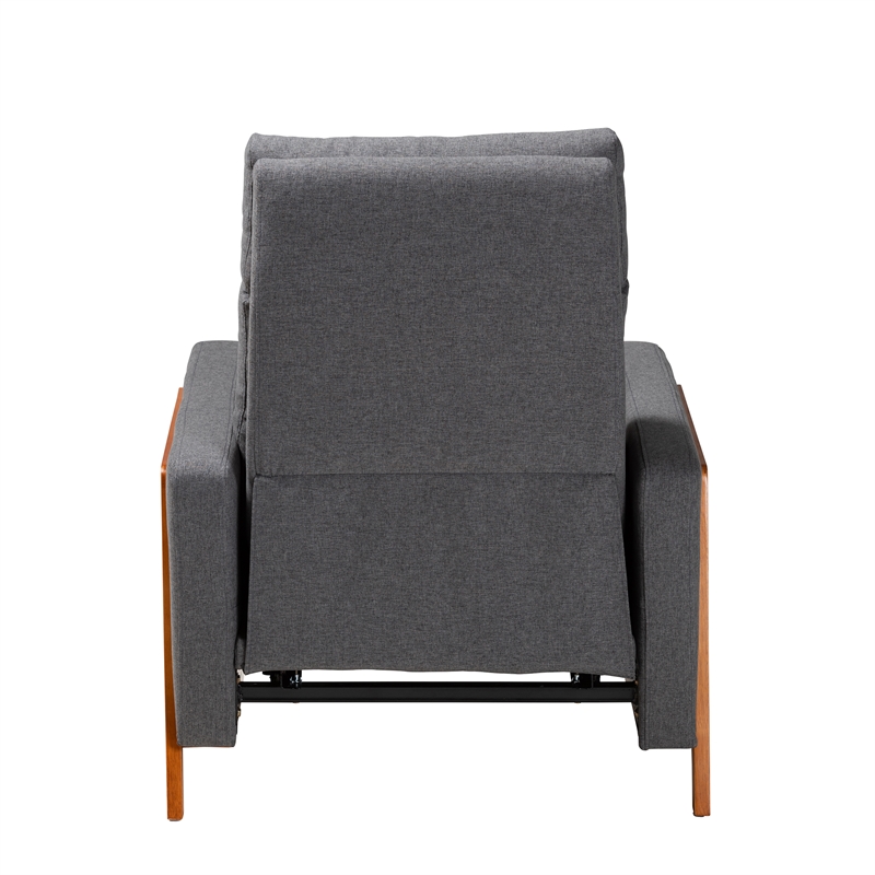 Baxton Studio Halstein Gray Fabric and Walnut Brown Finished Wood Lounge Chair