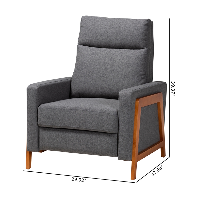 Baxton Studio Halstein Gray Fabric and Walnut Brown Finished Wood Lounge Chair