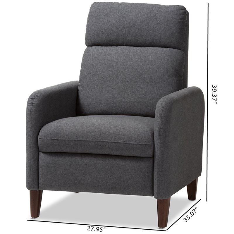 Baxton Studio Casanova Recliner in Gray and Walnut