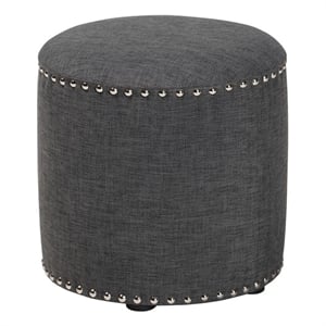 Baxton Studio Rosine 14&quot Round Pouf in Dark Gray