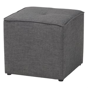 Baxton Studio Corinne 16&quot Square Ottoman in Dark Gray