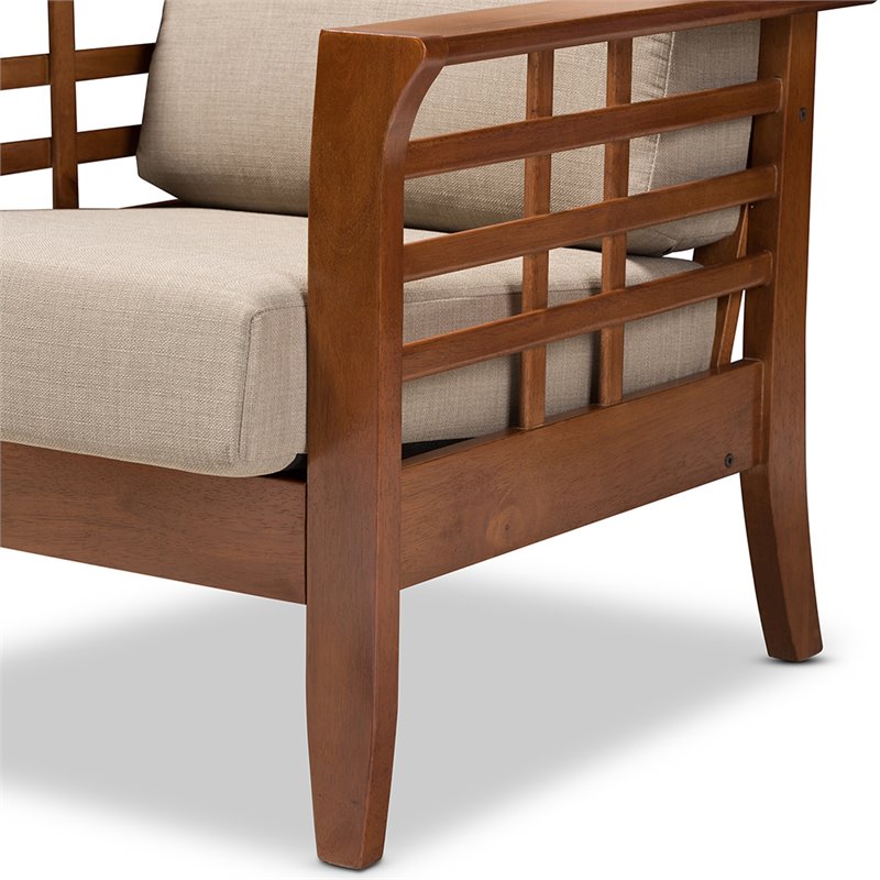 Baxton Studio Larissa Accent Chair in Dark Beige and Cherry