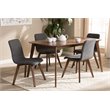 Baxton Studio Sugar 5 Piece Dining Set in Dark Gray and Walnut Brown