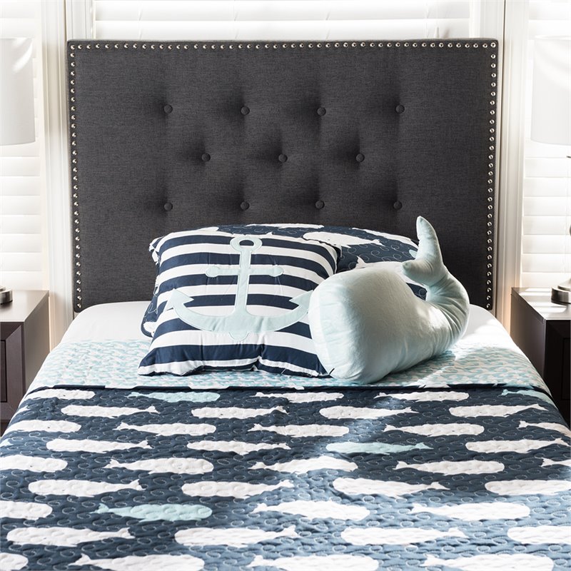 Baxton Studio Windsor Tufted Twin Panel Headboard in Dark Gray