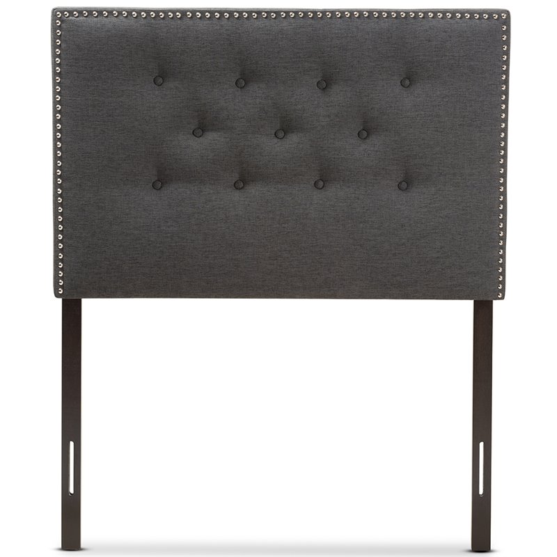 Baxton Studio Windsor Tufted Twin Panel Headboard in Dark Gray