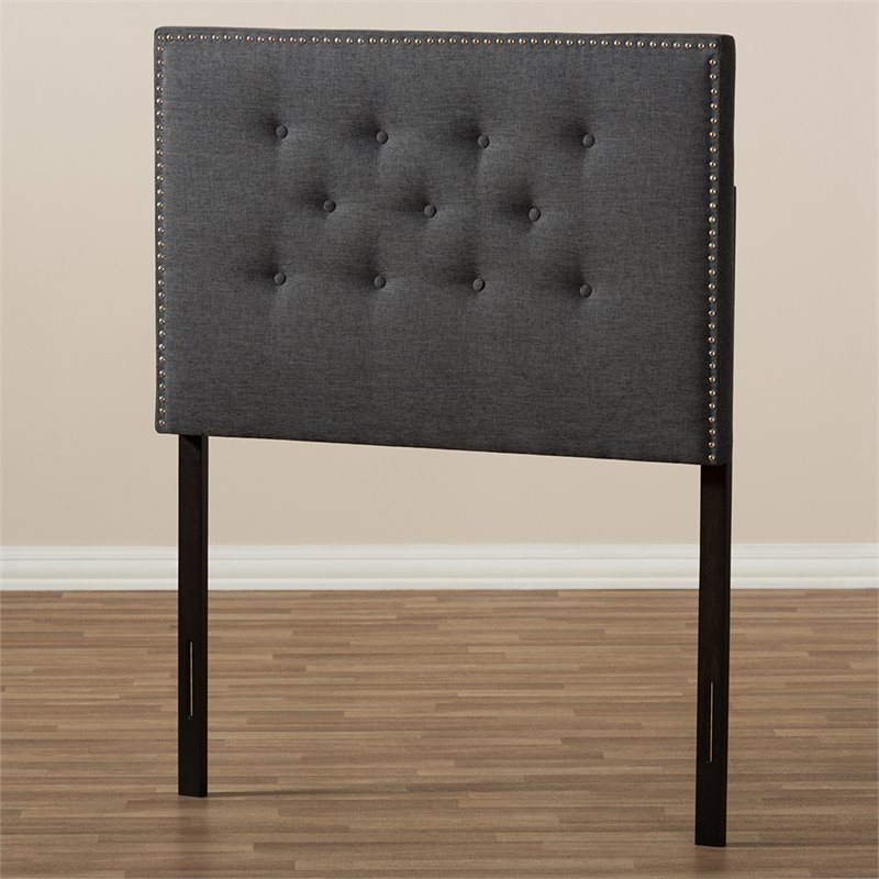 Baxton Studio Windsor Tufted Twin Panel Headboard in Dark Gray