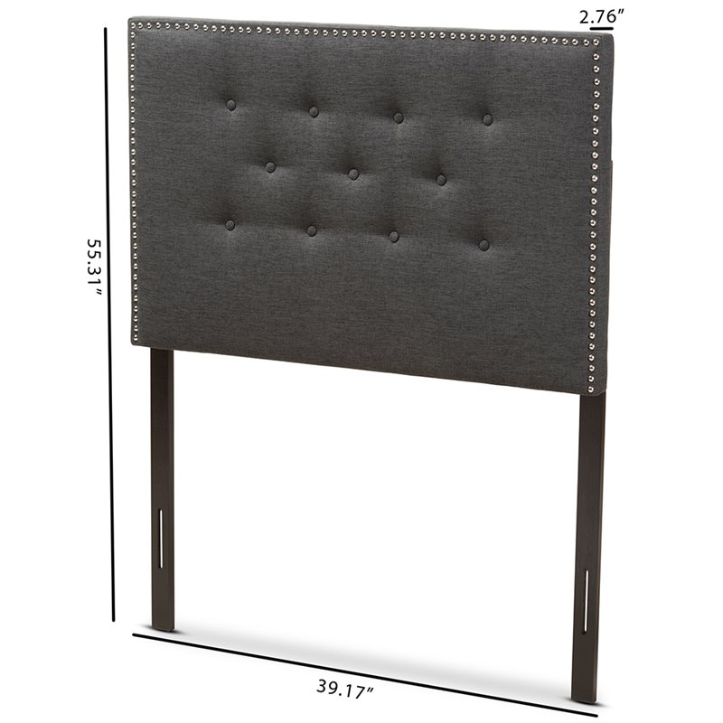 Baxton Studio Windsor Tufted Twin Panel Headboard in Dark Gray