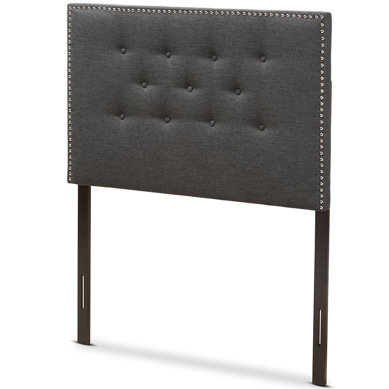 Baxton Studio Windsor Tufted Twin Panel Headboard in Dark Gray
