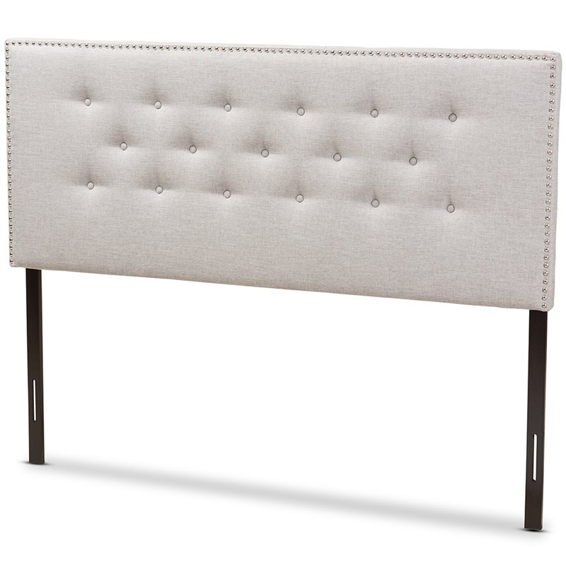 Baxton Studio Windsor Tufted Queen Panel Headboard in Grayish Beige