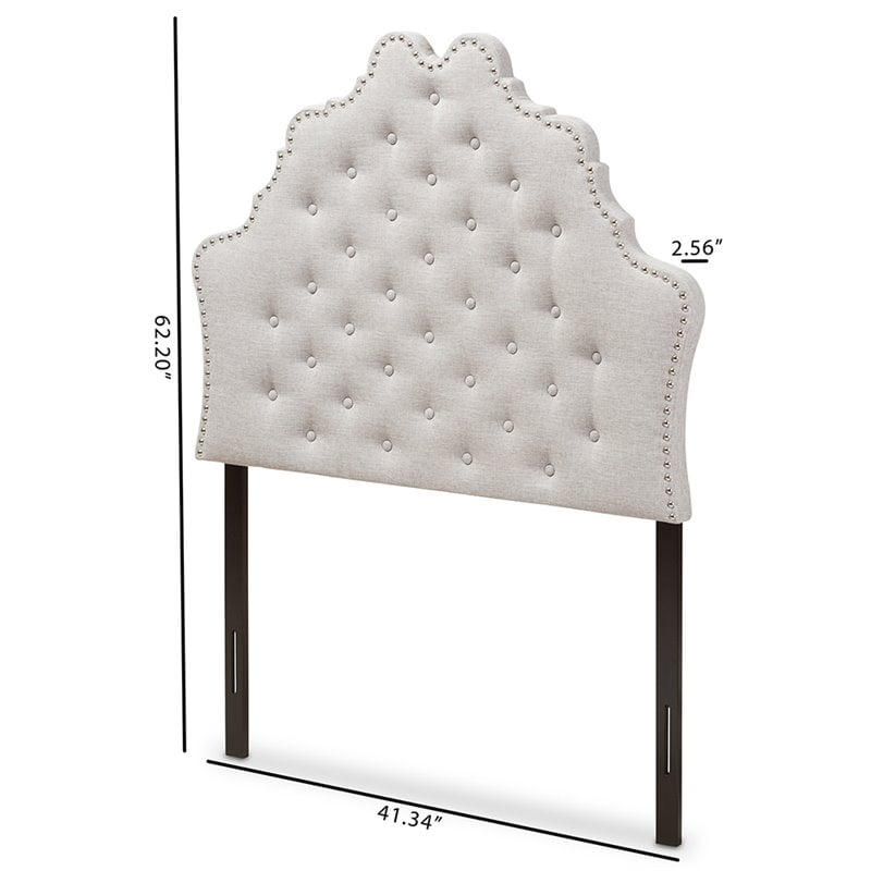 Baxton Studio Hilda Tufted Twin Panel Headboard in Grayish Beige