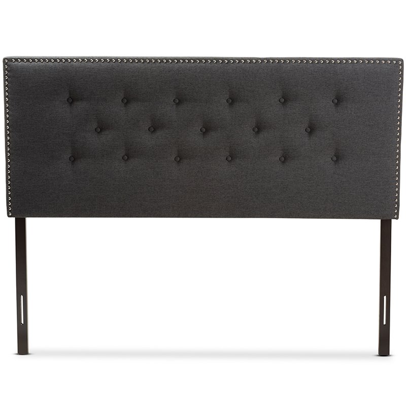 Baxton Studio Windsor Tufted Queen Panel Headboard in Dark Gray