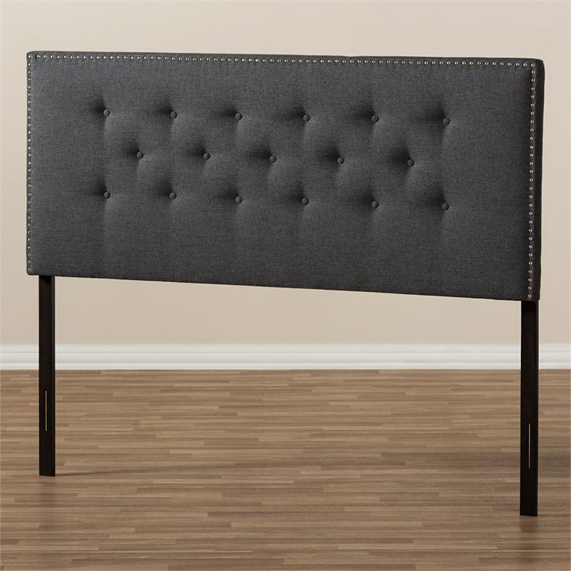 Baxton Studio Windsor Tufted Queen Panel Headboard in Dark Gray
