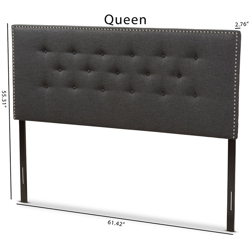 Baxton Studio Windsor Tufted Queen Panel Headboard in Dark Gray