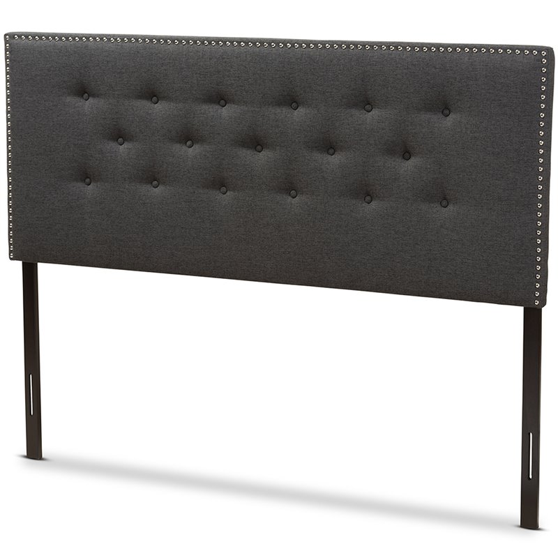 Baxton Studio Windsor Tufted Queen Panel Headboard in Dark Gray