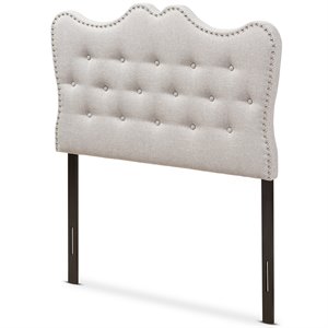 Baxton Studio Emma Tufted Twin Panel Headboard in Grayish Beige