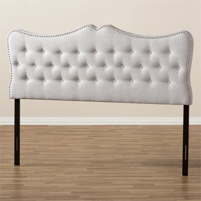 Baxton Studio Emma Tufted Queen Panel Headboard in Grayish Beige