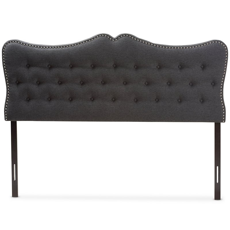 Baxton Studio Emma Tufted Queen Panel Headboard in Dark Gray