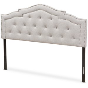 Baxton Studio Edith Tufted Full Panel Headboard in Grayish Beige