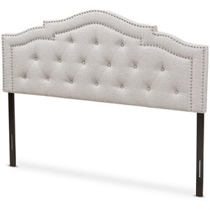 Baxton Studio Edith Tufted Queen Panel Headboard in Grayish Beige Fabric