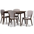Baxton Studio Tarelle 5 Piece Dining Set in Light Gray and Brown