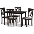 Baxton Studio Sylvia 5 Piece Dining Set in Gray and Dark Brown