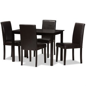 Baxton Studio Mia 5 Piece Dining Set in Dark Brown