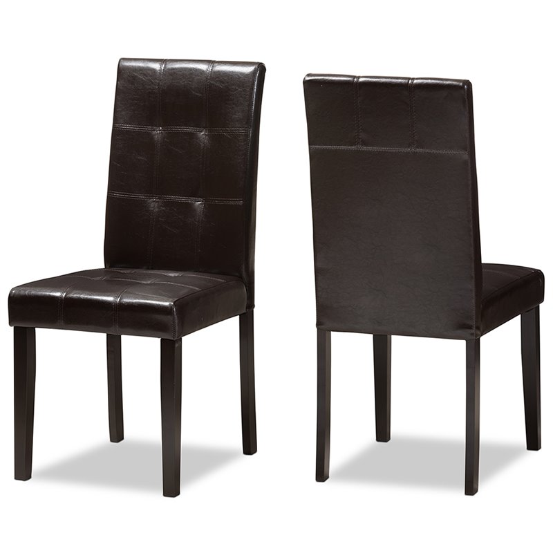 Baxton Studio Avery 5 Piece Dining Set in Dark Brown