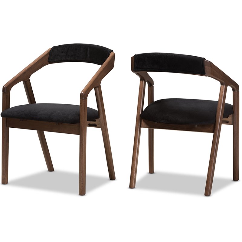 Baxton Studio Wendy Dining Side Chair in Black and Brown (Set of 2)