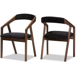 Baxton Studio Wendy Dining Side Chair in Black and Brown (Set of 2)