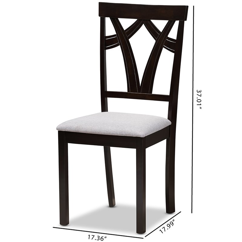 Baxton Studio Sylvia Dining Side Chair in Gray and Brown (Set of 2)