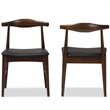 Baxton Studio Winton Dining Side Chair in Black and Brown (Set of 2)