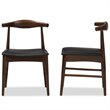 Baxton Studio Winton Dining Side Chair in Black and Brown (Set of 2)