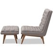 Baxton Studio Annetha Tufted Accent Chair and Ottoman Set in Gray