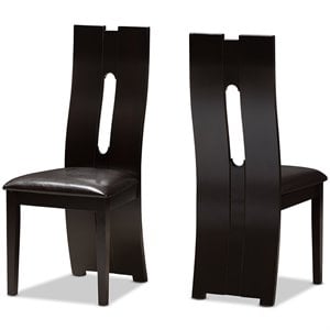 Baxton Studio Alani Dining Side Chair in Brown (Set of 2)