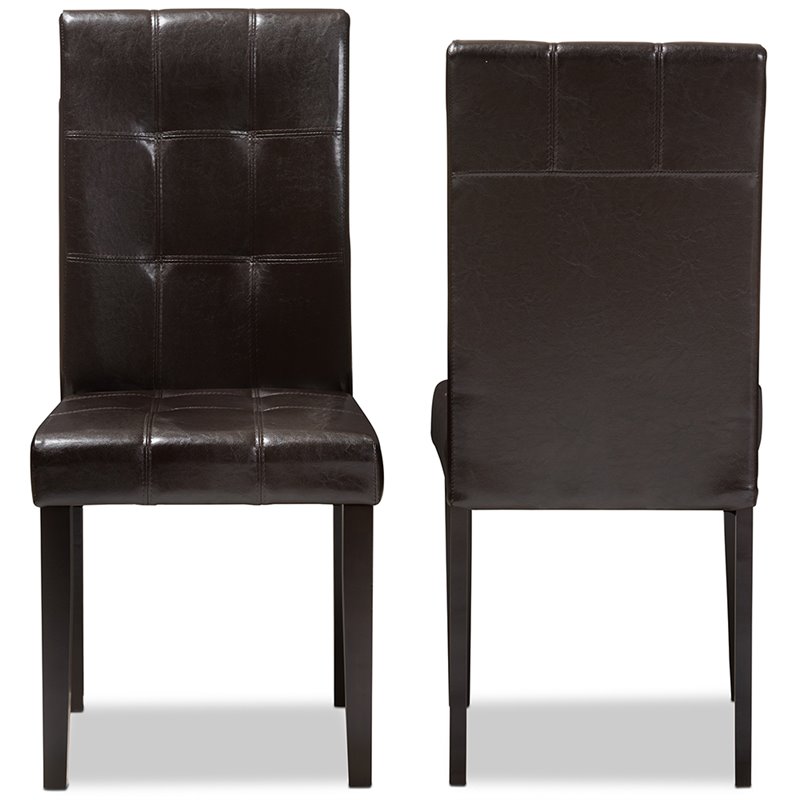 Baxton Studio Avery Faux Leather Dining Side Chair in Brown (Set of 2)