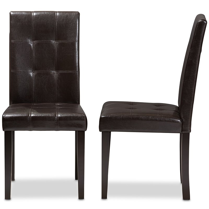 Baxton Studio Avery Faux Leather Dining Side Chair in Brown (Set of 2)