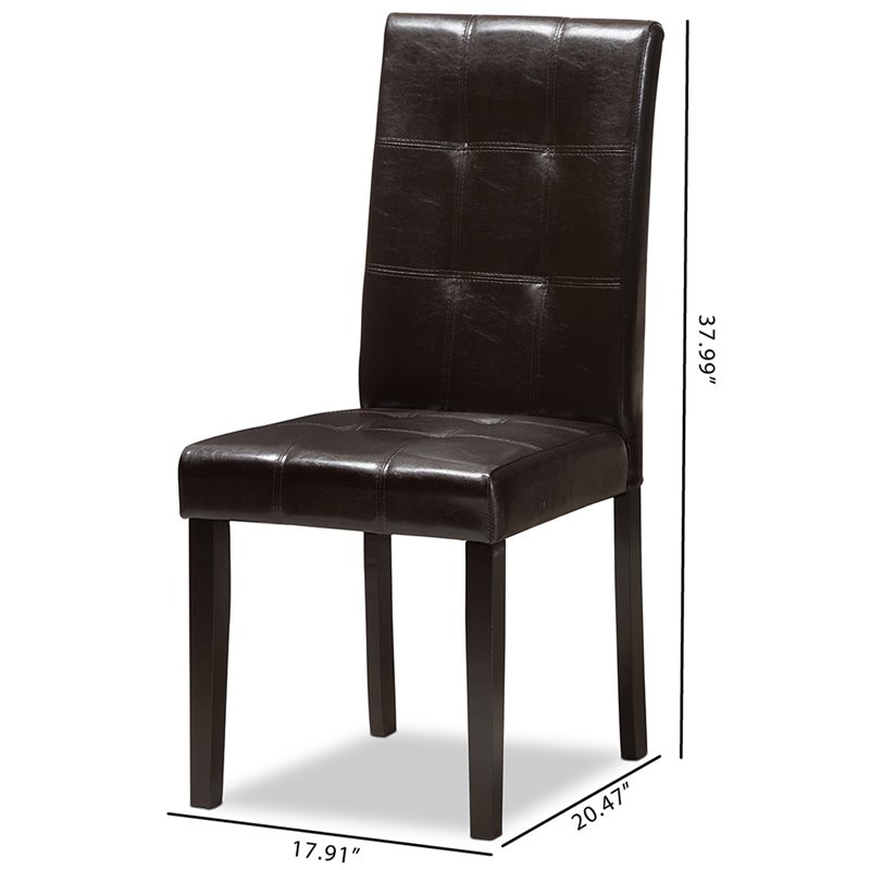Baxton Studio Avery Faux Leather Dining Side Chair in Brown (Set of 2)